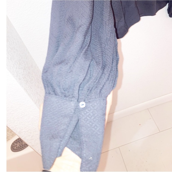 FREE PEOPLE Justina Single Shoulder Blouse Charcoal Blue Grey SZ: Medium - Picture 7 of 11